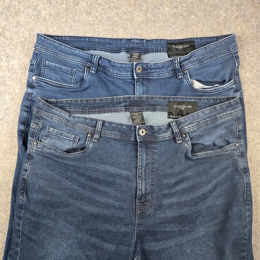 The Perfect Jeans Athletic Fit [Lot 2] Mens 42x30 Blue Denim Stretch Casual NYC‎